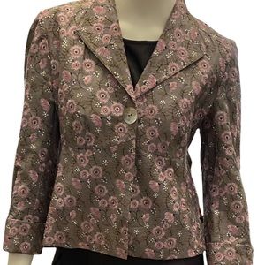GHOST embroidered Gray Purple Floral Blazer Size Small